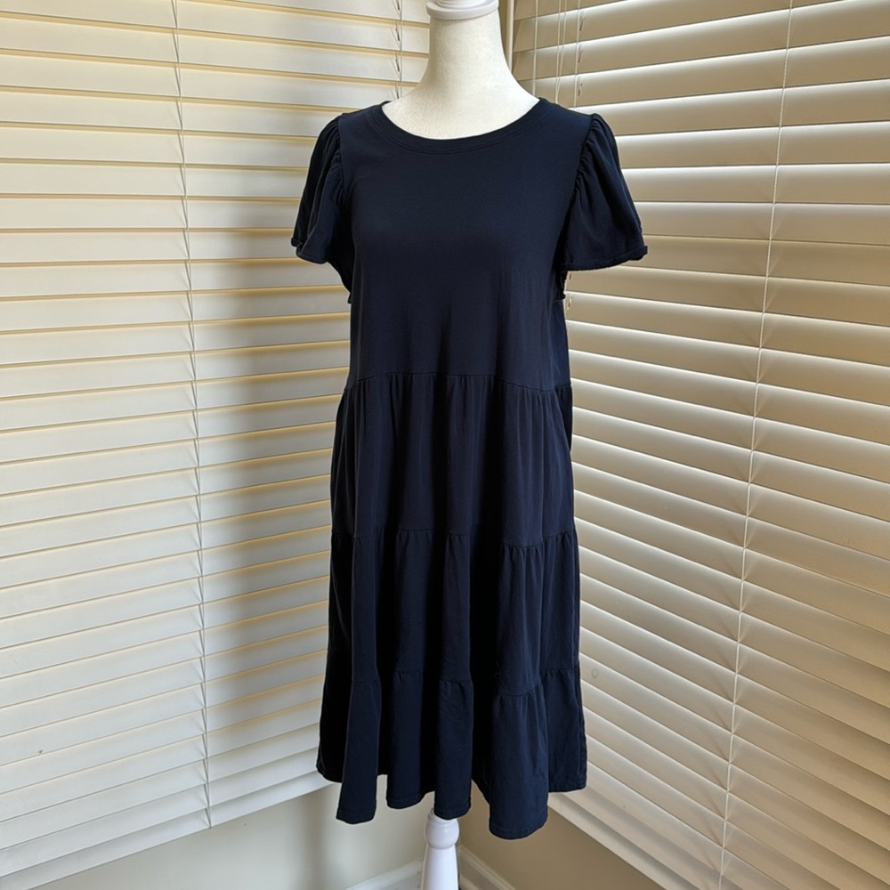 JCrew- Knit Broken-in-Jersey-Tiered Mini Dress - Picture 3 of 10